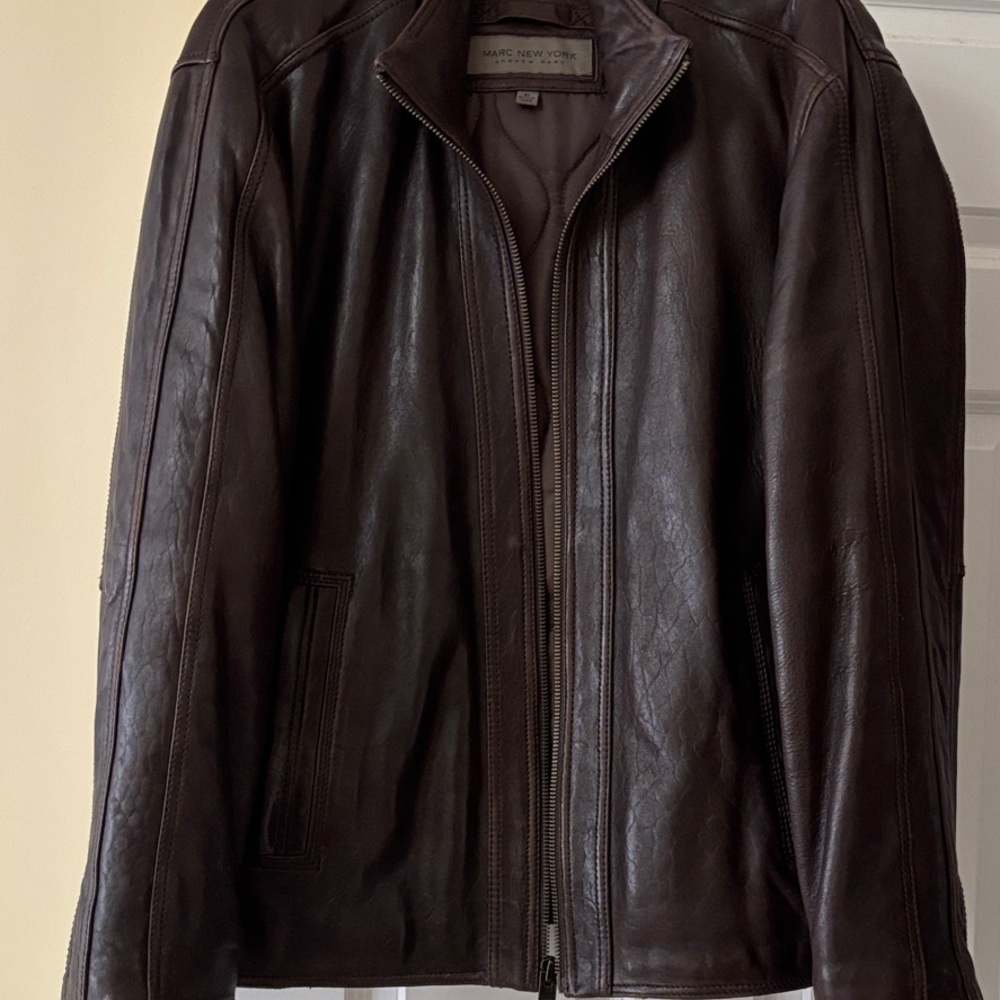 Men Marc New York  Andrew Marc Brown Leather Jacket